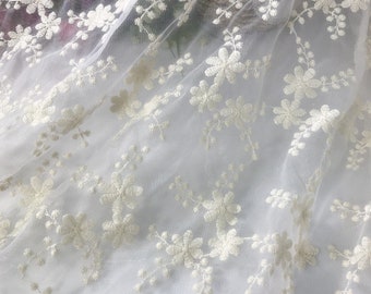 Beige Embroidery floral Lace Fabric Baby Lace Party Dress Fabric Soft Net Flower Lace Fabric By the Yard