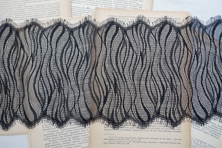 Chantilly Lace With Double Eyelash Borders, France Bridal Lace, Black ...