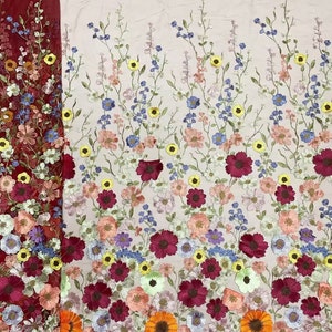 Tissu 3D en dentelle brodée de fleurs, 12 couleurs, tissu floral coloré en tulle pour bébé, robe tutu, robe de banquet, robe de mariée, 51 po. de large image 5