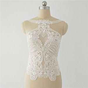 Luxury Beaded Neckline Collar Lace Applique For Bodice, Wedding Dress, Bridal Gowns, Cosplay Design