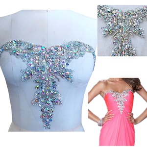 Sew On Applique, Designer body jewelry Rhinestone Applique, Bridal Applique, Evening engagement,Prom
