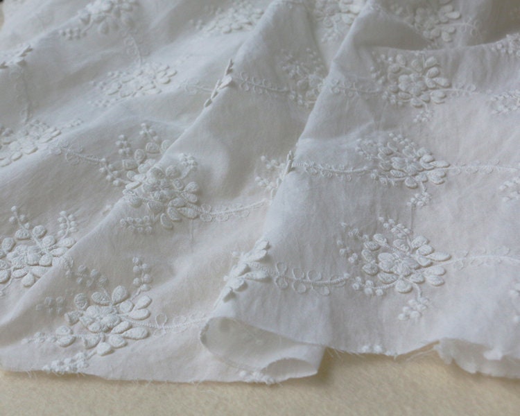 Cotton Fabric off White 3D Floral Embroidered Wedding Fabric - Etsy