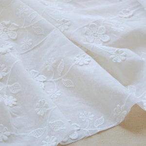 3D Flower Cotton Fabric, off White/pink Embroidery Lace Fabric, Cotton ...