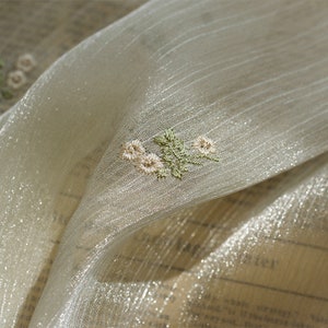 Exquiste Floral Chiffon Fabric Apricot Flower Embroidery Fabric Bridal Lace Fabric Material Wedding Fabric 1 yard