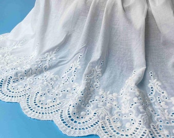 Cotton Lace Fabric, Cotton Fabric, Retro Cotton Lace, Scalloped Edge Fabric, Eyelet Cotton Lace