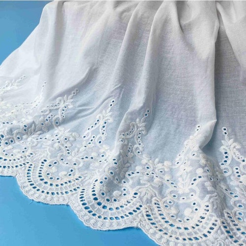 Skirt Cotton Lace Fabric off White Cotton Embroidery Flower Etsy