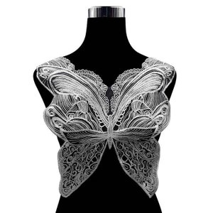 Beautiful butterfly lace collar applique, large butterfly, V Neckline mesh lace applique motif is for sale, sold by per piece