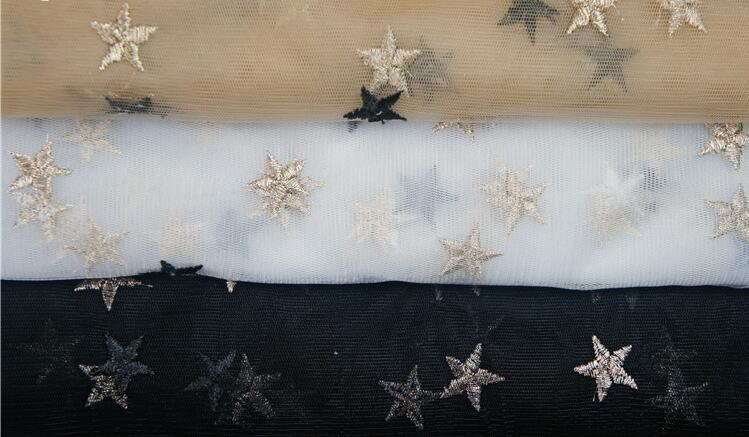 Textile Star Star Fabric, Two-tone 3D Stars Tulle Fabric for Tutu Skirt, Tulle Dress ...