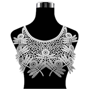 1 Piece of black or off white wedding floral lace collar applique, milk silk crocheted fake collar lace motif is for sale. Free shipping