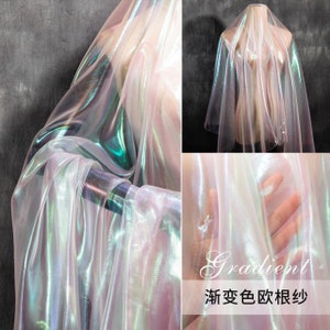 Laser Gradient Organza Lace fabric Symphony Transparent Holographic Gauze Fabric By The Yard