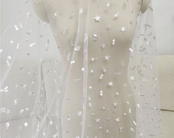 Stars&Spot Tulle Lace Fabric For Baby Dress, Dolls Outfits, Summer Dress, Costume Design