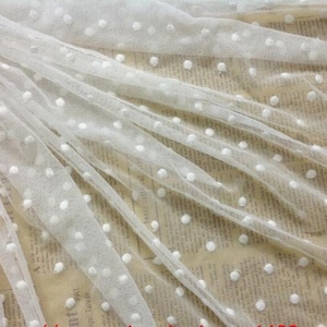 Lace fabric cotton dot embroidery tulle fabric soft mesh fabric For wedding bridal gown lace girl dress fabric 1 Yard