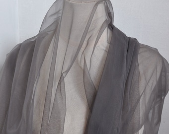 Veli trasparenti in tulle grigio chiaro vintage, accessori per matrimoni, feste e decorazioni, cerchietti per capelli, larghezza 62 pollici (circa 157 cm), tagliabili su misura.