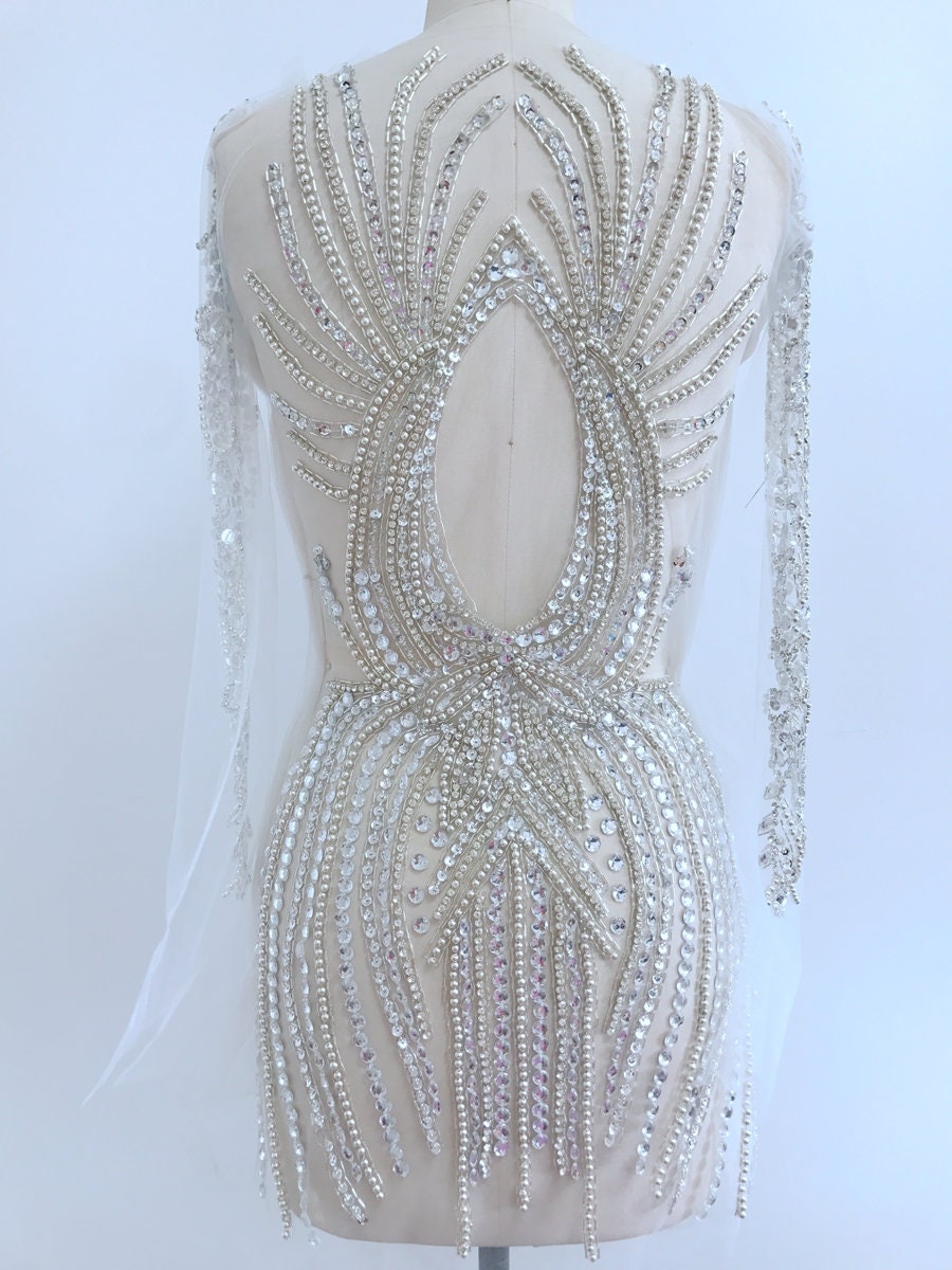 Oversized Rhinestone Applique Evening Dress Applique Bodice Etsy