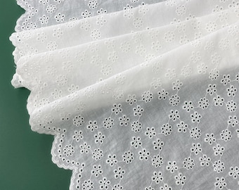 OFERTA: tela de algodón blanco roto, tela de encaje floral de algodón, tela perforada para vestidos de novia, telones de fondo, blusas, tela cortada a medida.