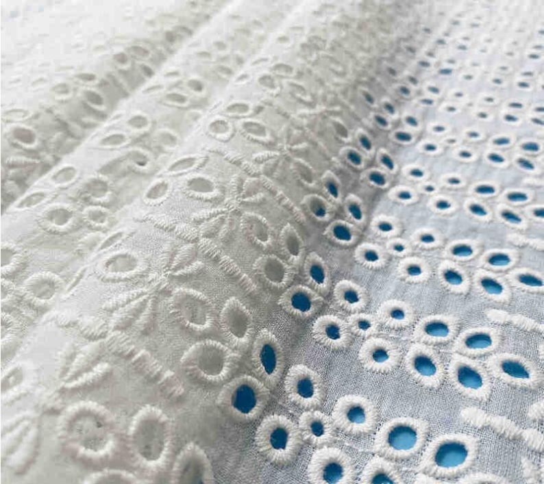 Cotton Eyelet Floral Lace Fabric 51 Wide Cotton Lace Etsy