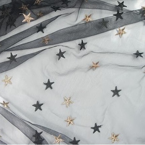 Textile Star Star Fabric, Two-tone 3D Stars Tulle Fabric for Tutu Skirt, Tulle Dress ...