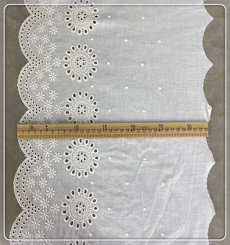 2021 New Item Super Wide Pure Cotton Lace Trim With Hollowed Out  Embroidered Lace Fabric 33cm Width by the Yard -  Canada