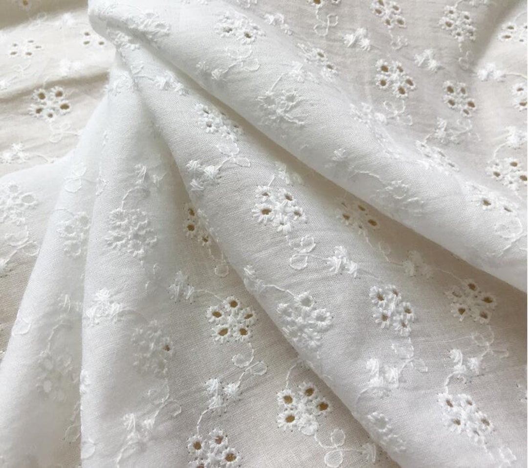 Off White Cotton Lace Fabric by Yard, Cotton Eyelet Flower Fabric, Girl  Dress Fabric, Overlay or Garment Sewing 51" Wide - Etsy
