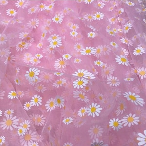10 Colors Daisy Floral Lace Fabric, Daisy Lace Fabric, Daisy Print Tulle Mesh Lace Fabric For Doll Outfit, Baby Dress, Bridal Veil