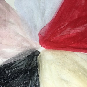 Glitter Dot Tulle Fabric, Black/Pink Tulle, Baby Dress Tulle, Backdrop, Costume Design, Wedding Decor 51" Wide By The Yard