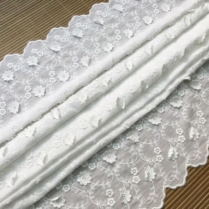 Retro off White Lace Fabric, 3D Flower Cotton Fabric, Bilateral ...