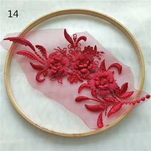 14 Colors Venice Lace Applique 3D Blossom Embroidered Mesh Lace Motif Patch 1 Piece