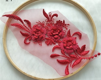 14 Colors Venice Lace Applique 3D Blossom Embroidered Mesh Lace Motif Patch 1 Piece