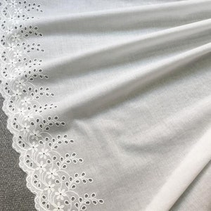 1 Yard Retro Cotton Lace Fabric Off White Embroidered Eyelet Floral Bridal Fabric Home Decor Sewing Supplies