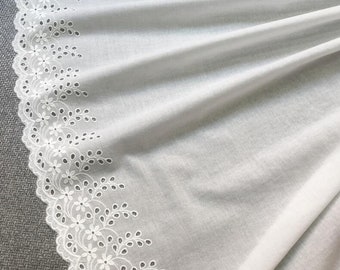 Tissu de dentelle de coton rétro de 1 mètre blanc cassé brodé d'oeillets tissu de mariée floral décoration d'intérieur fournitures de couture