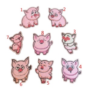 Toppa a forma di maialino con paillettes in 8 fantasie - Toppa carina - Toppa a forma di animale - Toppa stirabile - Regalo per bambini