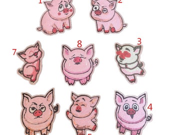 Sequined Pig Patch In 8 Patterns-Cute Patch-Animal Patch-Iron On Patch-Kids Gift