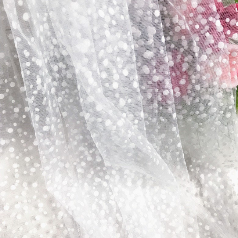 1 Meter Soft Translucent off White Polka Dot Lace Fabric for Bridal ...