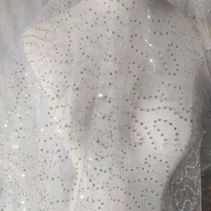 Glitter silver sequin Lace fabric illusion mesh fabric for wedding veil, bridal dress, costume design, party decor 1 yard