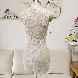 Super Large 3D Flower Lace Applique Off White Venice Lace Applique Embroidered Bridal Applique 1 Piece