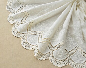 thumbnail image 2 of 3D White Ivory Bridal Lace Fabric, Floral Flower Lace Veil Material, Bride Wedding Dress, Soft Embroidery Tulle Applique Fabric By The Yard 2 of 10