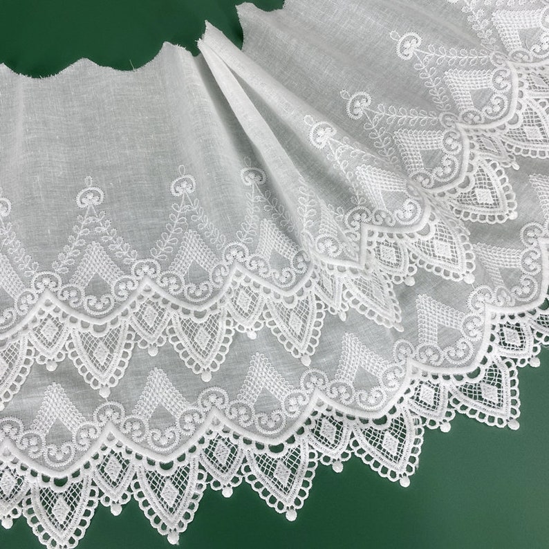 9.84 Wide Lace Trim Milk Silk Cotton Floral Embroidered - Etsy