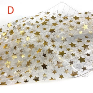 Tissu en dentelle imprimé étoiles 7 couleurs rouge or bleu marine étoiles tissu en tulle doux maille robe de mariée en dentelle matériau voile tissu de mariage 1 mètre