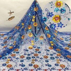 Hot Sale Sequin Flower Star Embroidered Lace Fabric Soft Tulle Mesh Fabric For Wedding Dress Gowns Bridal Veil Baby Dress Party Dress
