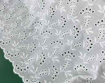 Tissu en coton avec broderie à motif de feuilles, tissu en dentelle de coton avec oeillets pour robe, rideau, chemin de table, création de costumes