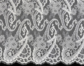 eyelash lace trim, ivory chantilly lace trim, wedding lace trim 3 yards