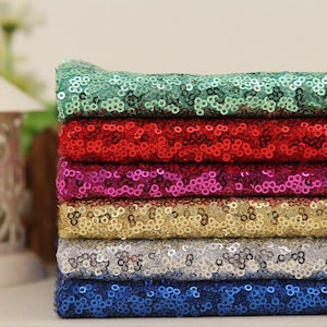 19 Colors Sequin Fabric, Sparkler Sequins Fabric, Full Sequined Mesh Fabric By The Yard 51&quot; Width