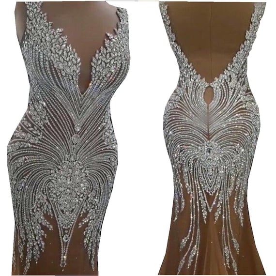beaded dress appliques Ivory Bow Tie Shoulder V Neck Beaded Appliques Homecoming Dress main image 1