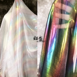 Rainbow Gradient Tulle Laser Mesh Fabric Sold by the Yard Very Soft Material Decoration Party Clothing Tutu