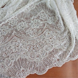 heavy beaded lace fabric
