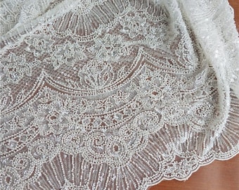 heavy beaded lace fabric