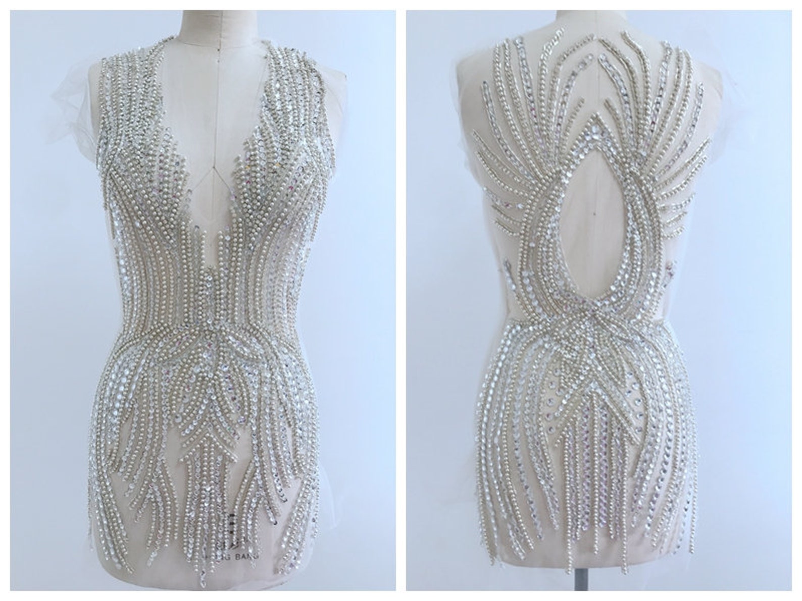 Oversized Rhinestone Applique Evening Dress Applique Bodice Etsy