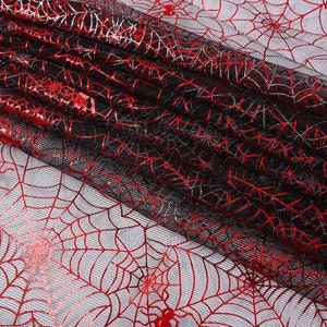 10 Color Red Spider Web Lace Fabric Print Spider Web Soft Mesh Tulle Gauze Fabric For Halloween Decoration, Designer Fabric, Quilting Fabric