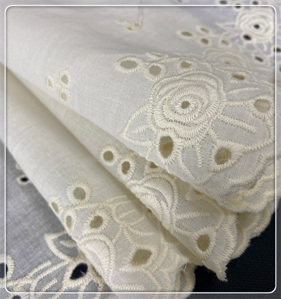 Rose Lace Trim, Cotton Eyelet Lace, Floral Cotton Lace Trim