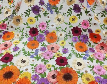 Daisy Lace Fabric Colorful 3D Flower Embroidered Fabric Soft Tulle Mesh Fabric Floral Fabric Bridal Lace Fabric By The Yard